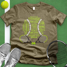 Load image into Gallery viewer, Tennis Typography Crossed Racket Tee
