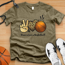 Load image into Gallery viewer, Peace Love Basketball Leopard Tee
