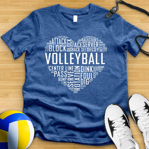 Volleyball Heart Typography Tee