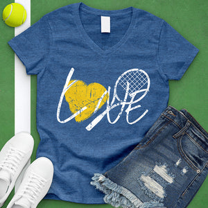 LOVE Tennis Racket V-Neck Tee