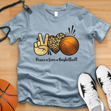 Load image into Gallery viewer, Peace Love Basketball Leopard Tee
