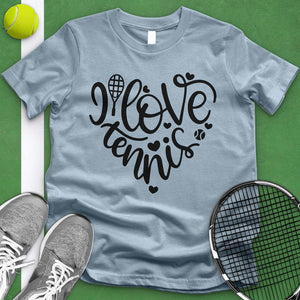 I Love Tennis Heart Tee