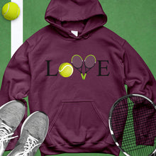 Load image into Gallery viewer, Love Tennis Crossed Racket Hoodie
