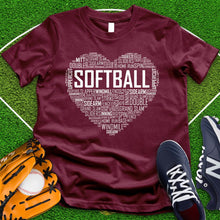 Load image into Gallery viewer, Softball Typography Heart Tee
