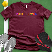 Load image into Gallery viewer, Colorful Pickleball Crossed Paddles Tee
