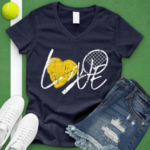 LOVE Tennis Racket V-Neck Tee