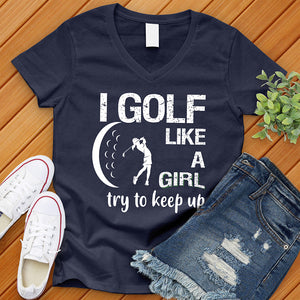 Golf Like A Girl V-Neck Tee