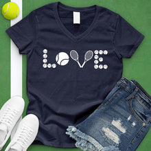 Load image into Gallery viewer, Love Tennis Ball And Racket V-Neck Tee
