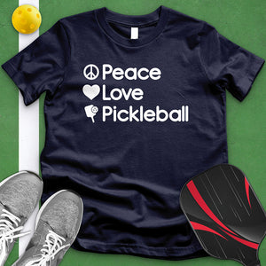 Peace Love Pickleball White Tee