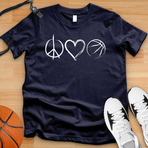 Peace Love Basketball Peace Sign Tee