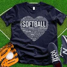 Load image into Gallery viewer, Softball Typography Heart Tee
