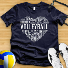 Load image into Gallery viewer, Volleyball Heart Typography Tee
