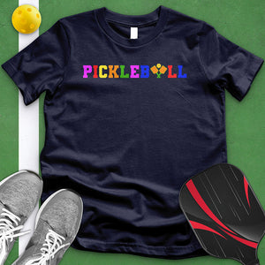 Colorful Pickleball Crossed Paddles Tee