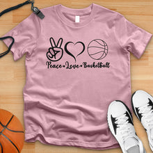 Load image into Gallery viewer, Peace Love basketball Plain Tee
