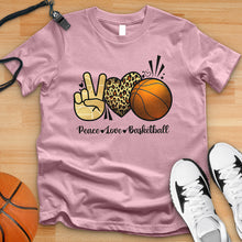 Load image into Gallery viewer, Peace Love Basketball Leopard Tee
