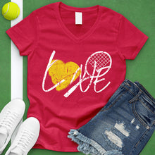 Load image into Gallery viewer, LOVE Tennis Racket V-Neck Tee
