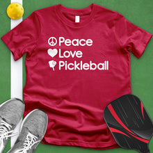 Load image into Gallery viewer, Peace Love Pickleball White Tee
