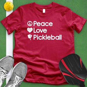 Peace Love Pickleball White Tee