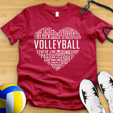 Load image into Gallery viewer, Volleyball Heart Typography Tee
