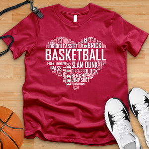 Basketball Heart Typography  Tee