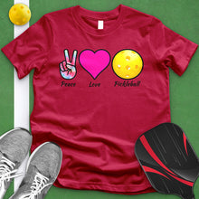 Load image into Gallery viewer, Peace Love Pickle Ball Tie Dye Tee
