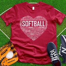 Load image into Gallery viewer, Softball Typography Heart Tee
