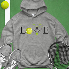 Load image into Gallery viewer, Love Tennis Crossed Racket Hoodie
