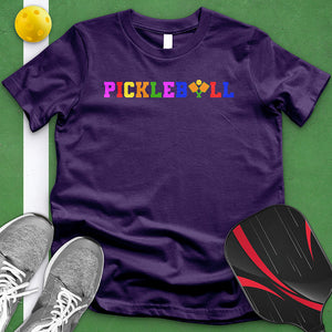 Colorful Pickleball Crossed Paddles Tee