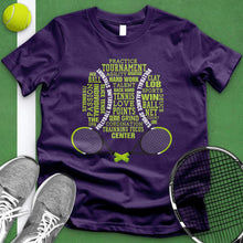 Load image into Gallery viewer, Tennis Typography Crossed Racket Tee
