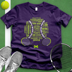 Tennis Typography Crossed Racket Tee