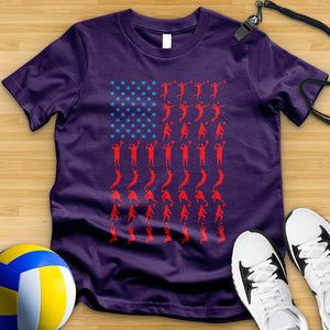 Volleyball Player American Flag Tee