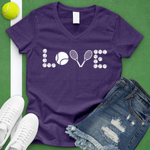 Load image into Gallery viewer, Love Tennis Ball And Racket V-Neck Tee
