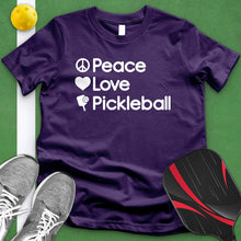 Load image into Gallery viewer, Peace Love Pickleball White Tee
