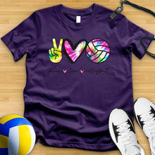 Load image into Gallery viewer, Peace Love Volleyball Tie Dye Tee
