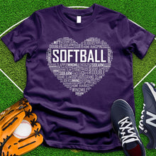 Load image into Gallery viewer, Softball Typography Heart Tee
