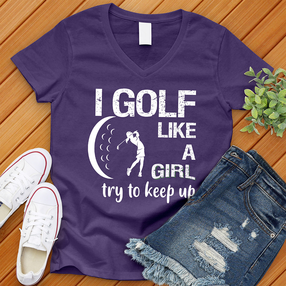 Golf Like A Girl V-Neck Tee