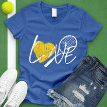 Load image into Gallery viewer, LOVE Tennis Racket V-Neck Tee
