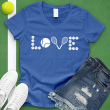 Load image into Gallery viewer, Love Tennis Ball And Racket V-Neck Tee
