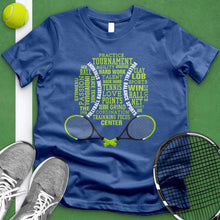 Load image into Gallery viewer, Tennis Typography Crossed Racket Tee
