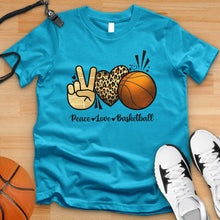 Load image into Gallery viewer, Peace Love Basketball Leopard Tee
