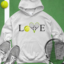 Load image into Gallery viewer, Love Tennis Crossed Racket Hoodie
