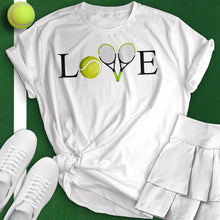 Load image into Gallery viewer, Love Tennis Crossed Racket Tee
