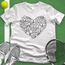 Load image into Gallery viewer, Tennis Variety Equipment Heart Tee
