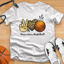 Load image into Gallery viewer, Peace Love Basketball Leopard Tee
